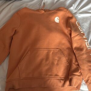 kids carhart sweatshirt dusty orange heather size large(12-14)
